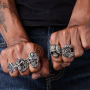 Sterling Silver Marijuana Skull Ring on Hand
