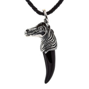 Silver Horse Black Onyx Fang Pendant